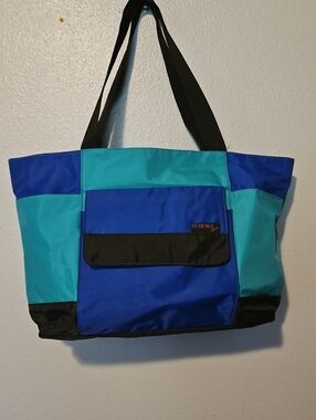 ESSENTIALS Blue & Teal Duffel Bag with Black Trim